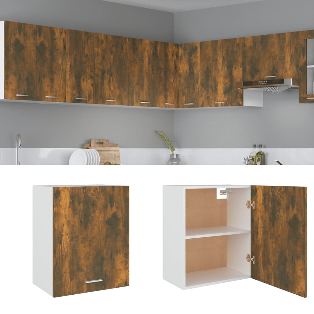 Vegghengt skap "Lyon" røkt eik 50x31x60 cm konstruert tre