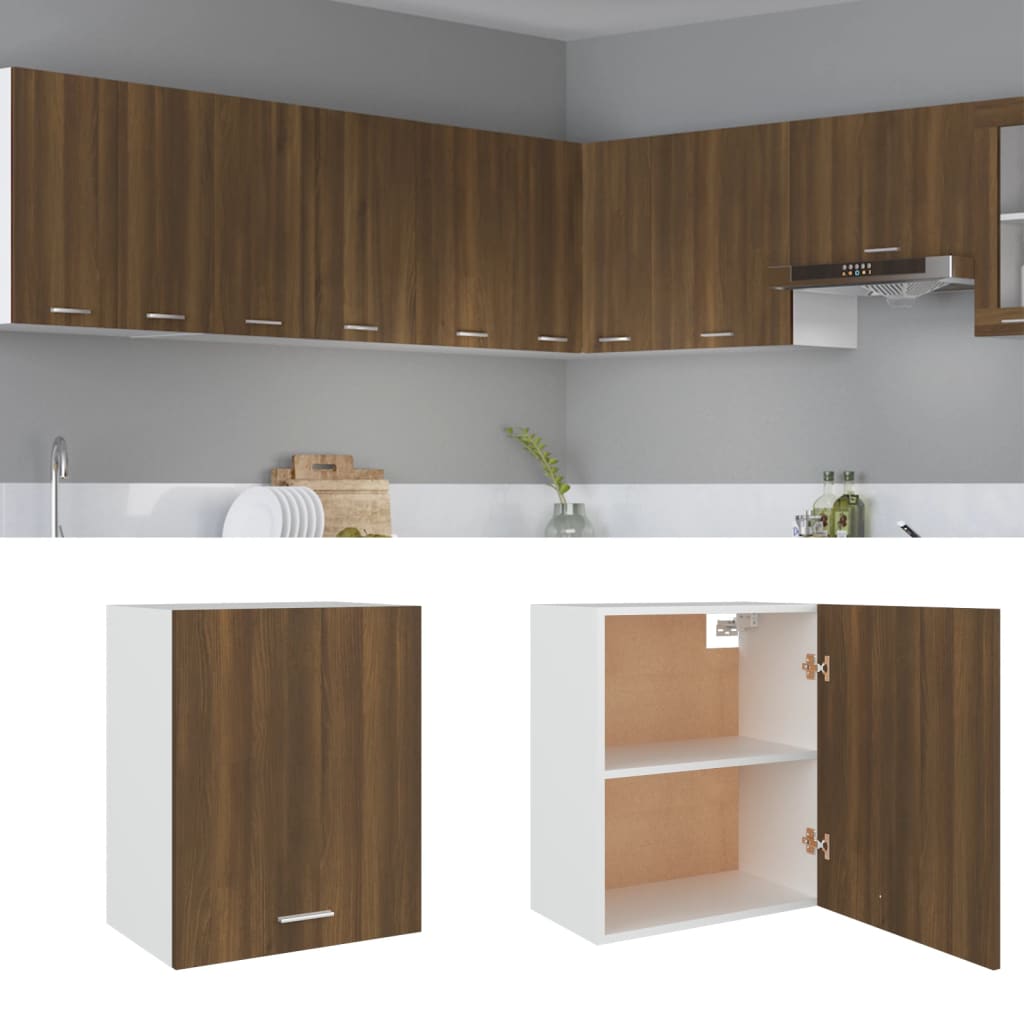 Vegghengt skap "Lyon" brun eik 50x31x60 cm konstruert tre