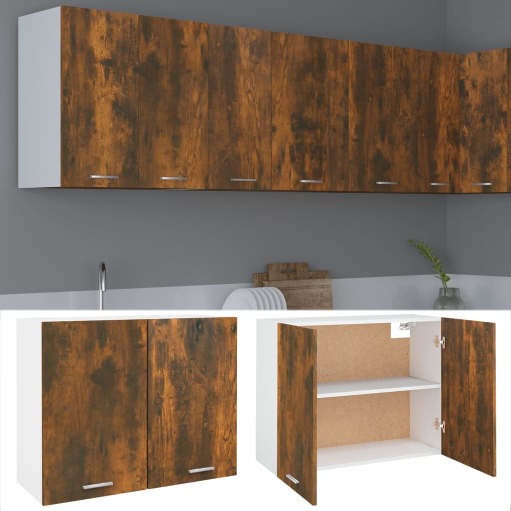 Vegghengt skap "Lyon" røkt eik 80x31x60 cm konstruert tre