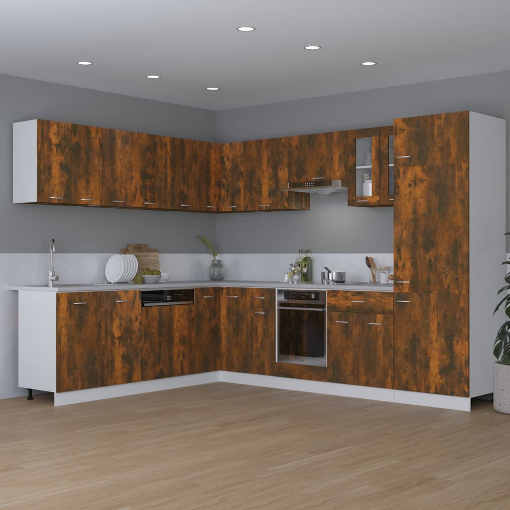 Vegghengt skap "Lyon" røkt eik 80x31x60 cm konstruert tre