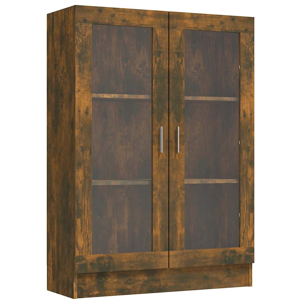 Vitrineskap røkt eik 82,5x30,5x115 cm konstruert tre