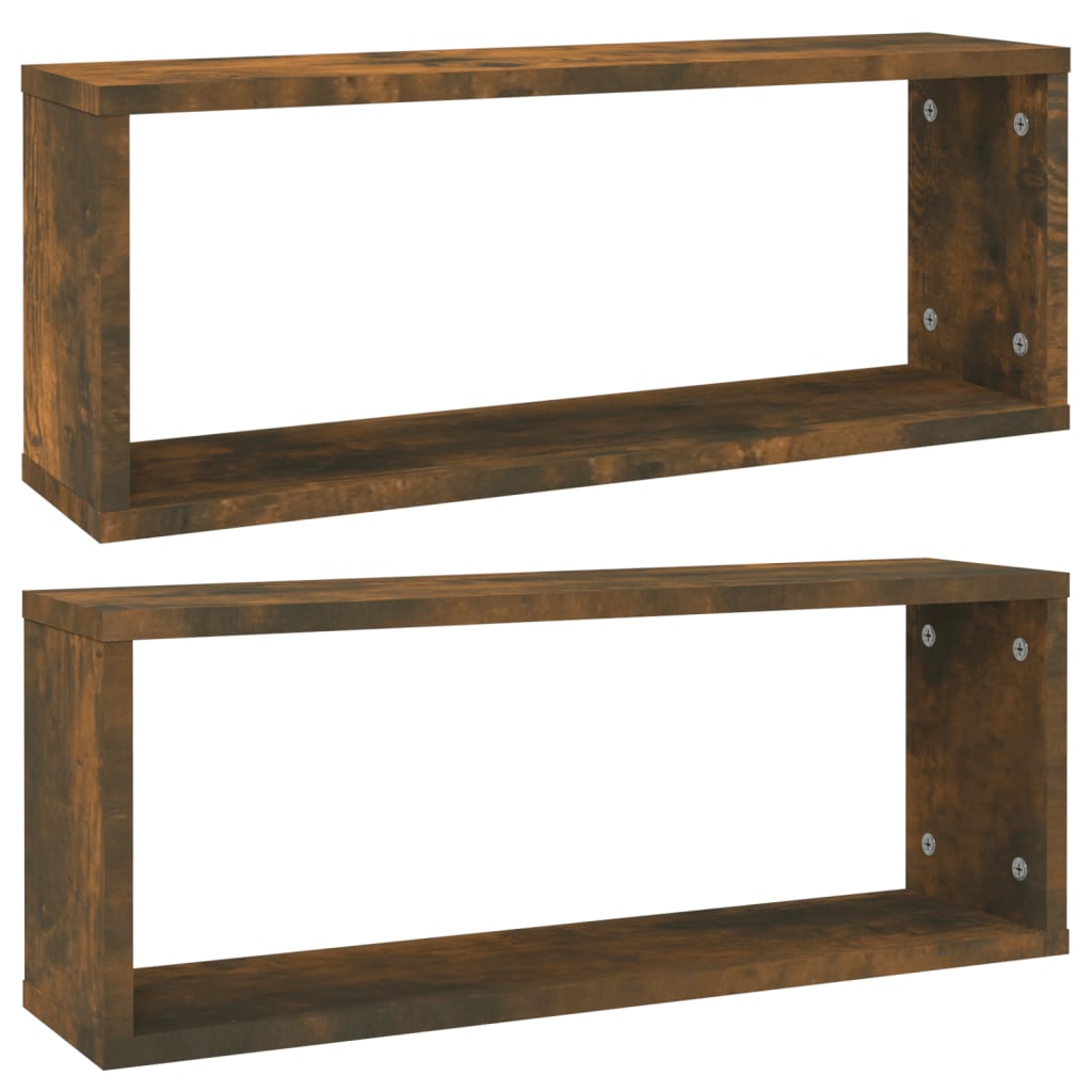 Vegghyller kube 2 stk røkt eik 60x15x23 cm konstruert tre vidaXL