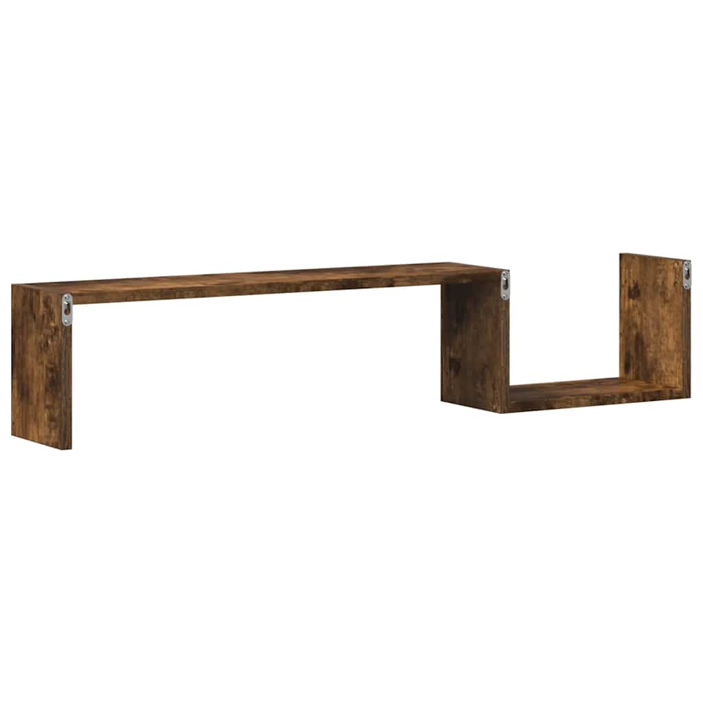 Vegghyller 2 stk røkt eik 100x15x20 cm konstruert tre
