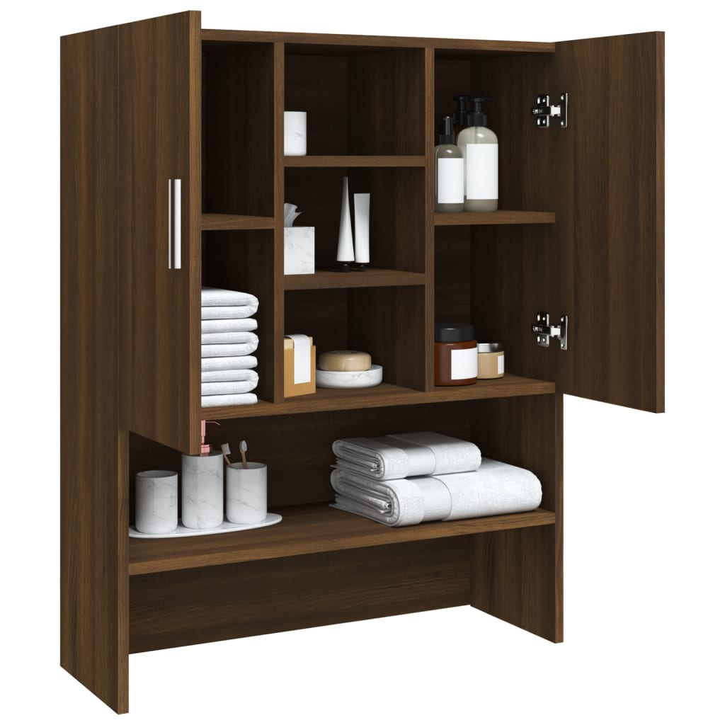 Vaskemaskinskap brun eik 70,5x25,5x90 cm
