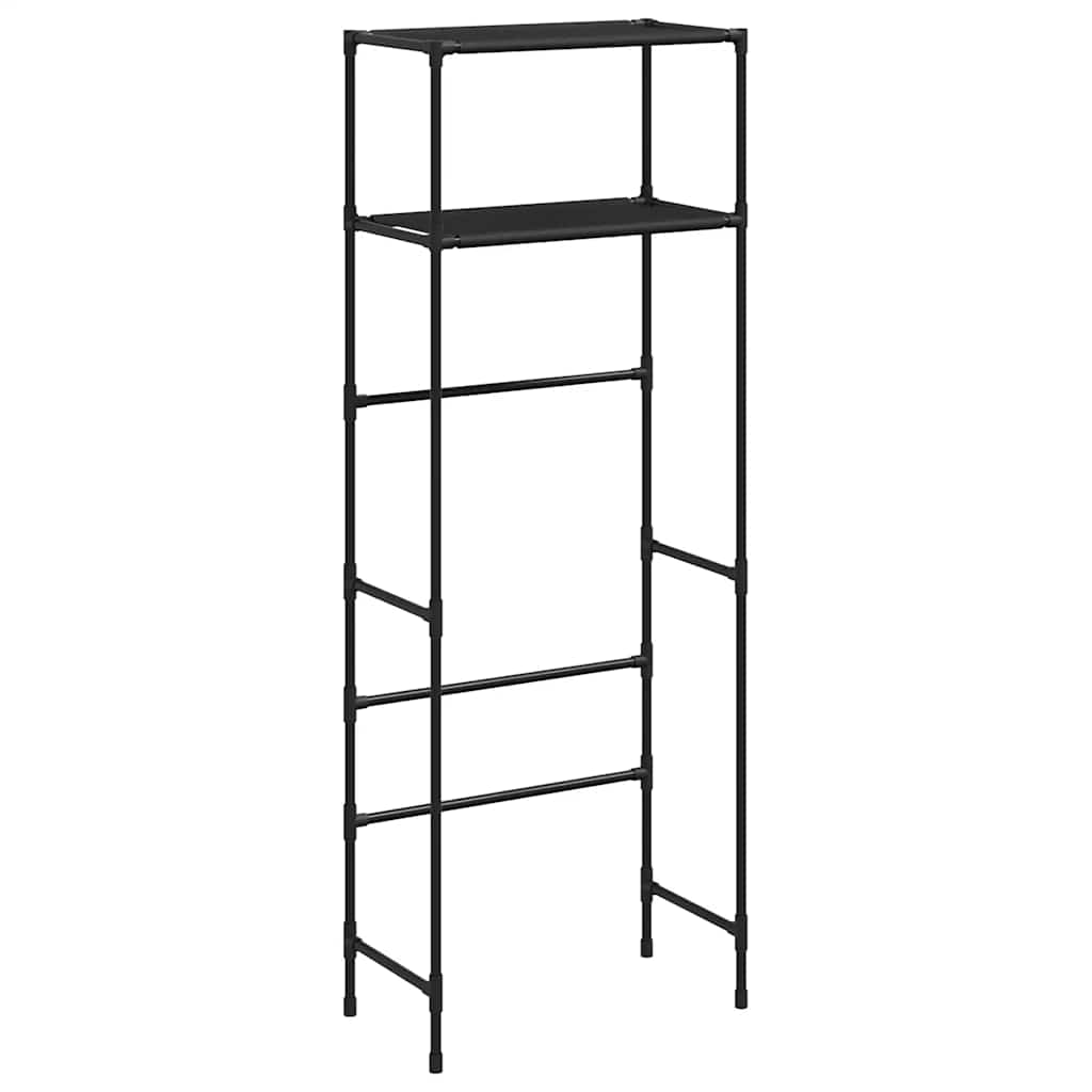 Oppbevaringsstativ 2 hyller toalett svart 53,5x28x143 cm jern