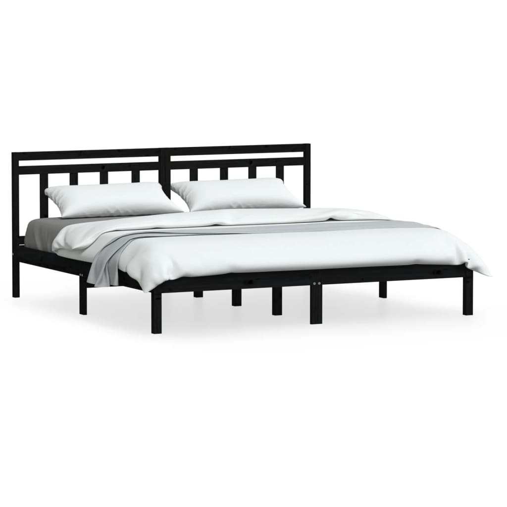 Sengeramme svart heltre furu 200x200 cm