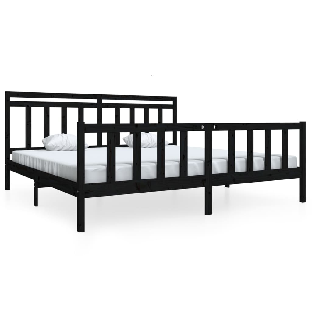 Sengeramme svart heltre 200x200 cm