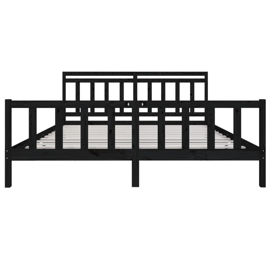 Sengeramme svart heltre 200x200 cm