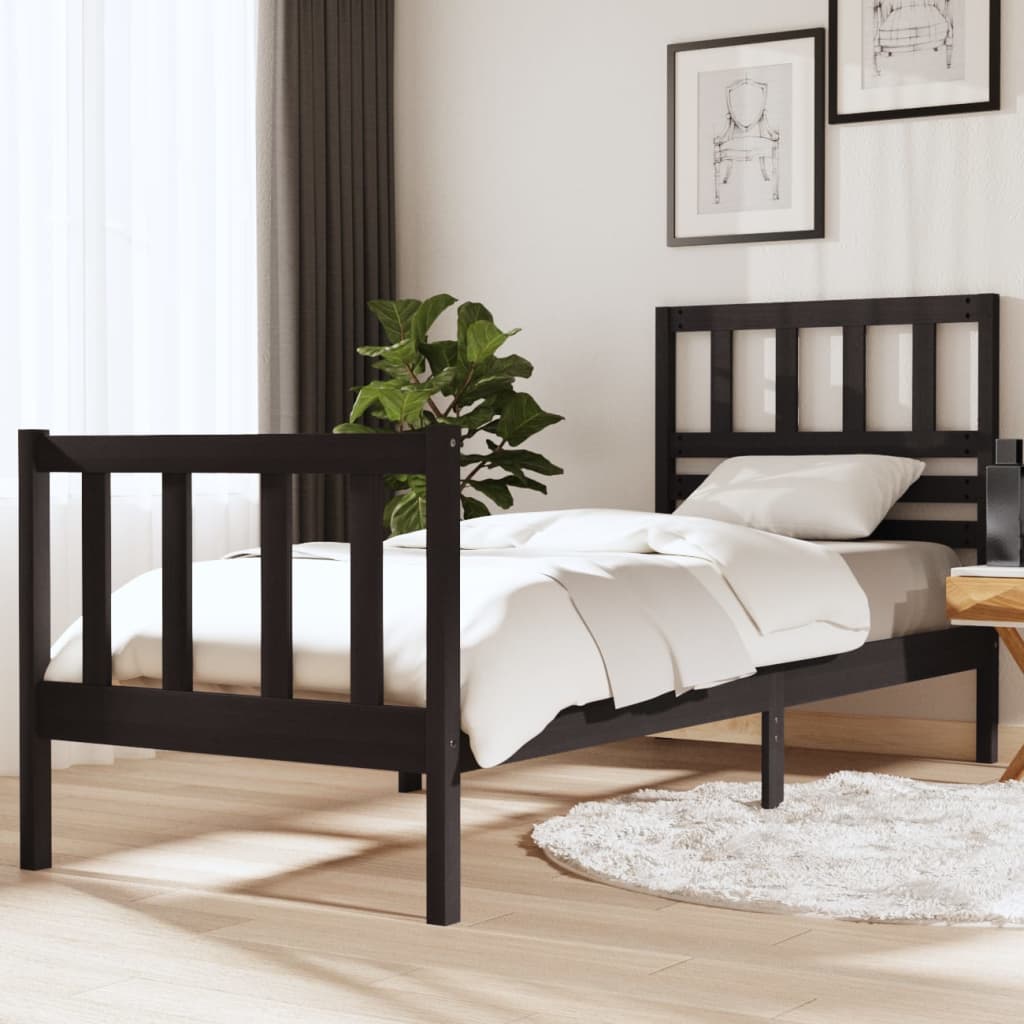 Sengeramme svart 75x190 cm Small Single heltre