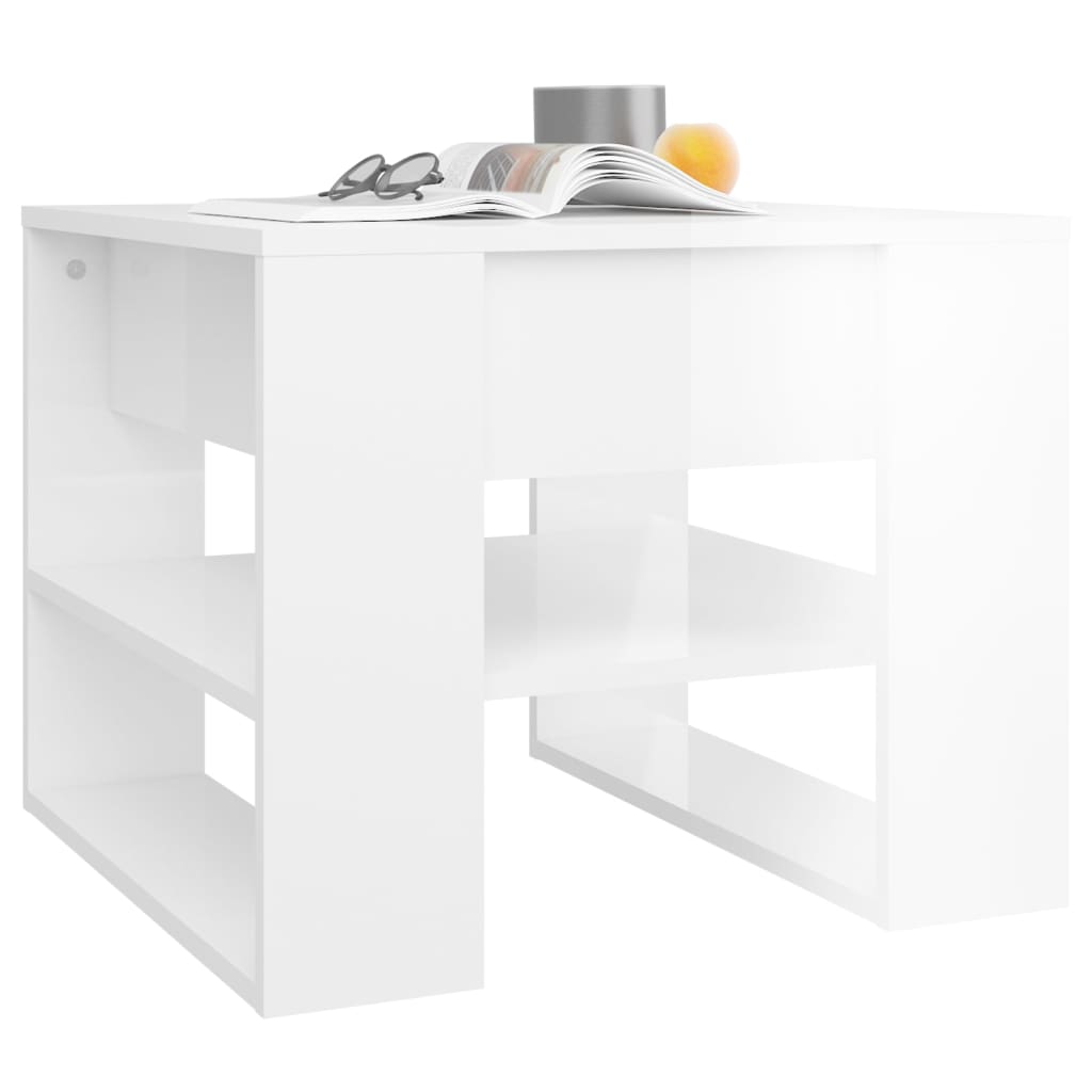 Salongbord høyglans hvit 55,5x55x45 cm konstruert tre