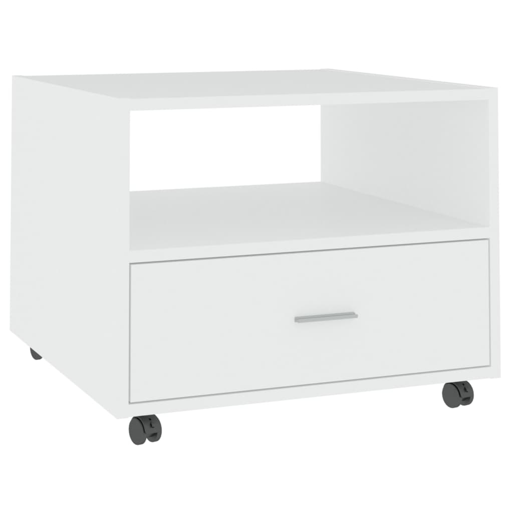 Salongbord hvit 55x55x40 cm konstruert tre