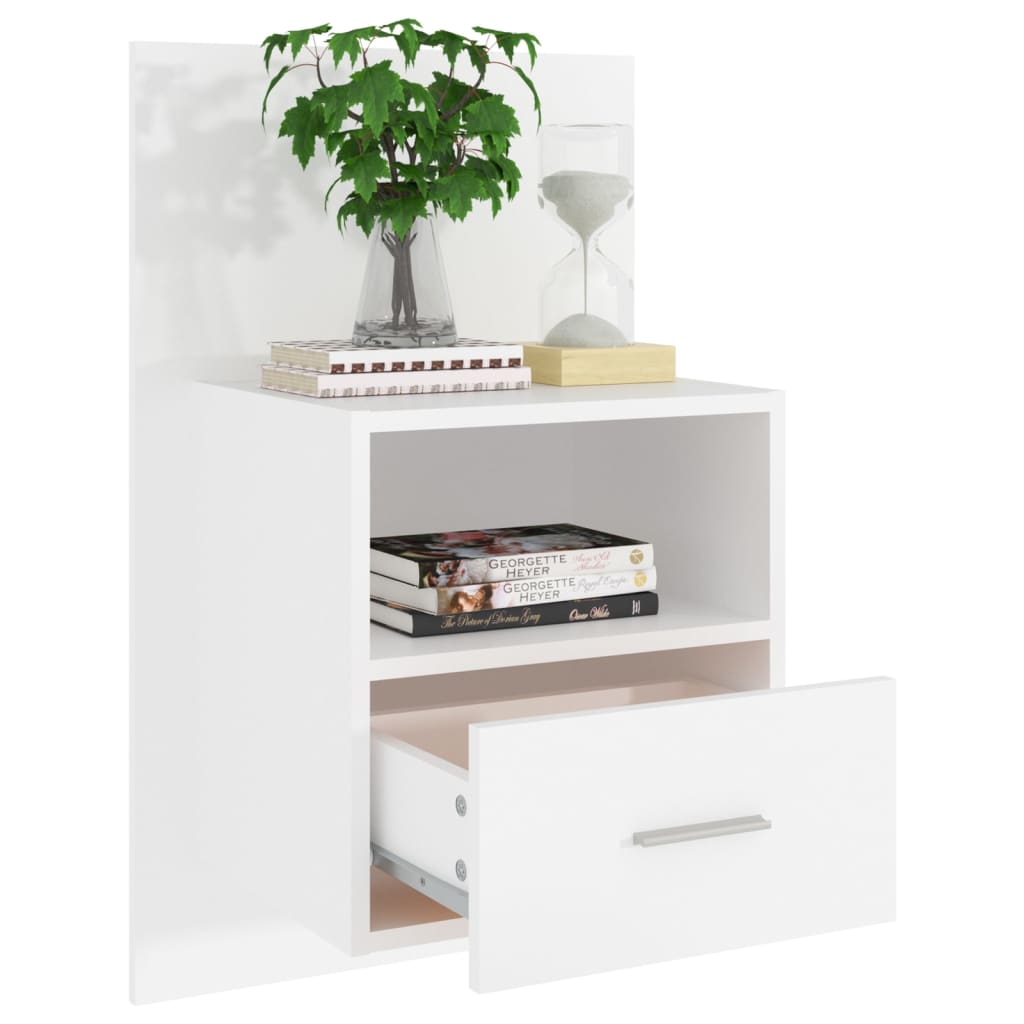Vegghengte nattbord 2 stk hvit