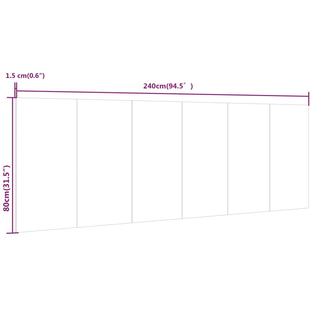 Veggmontert sengegavl hvit 240x1,5x80 cm konstruert tre