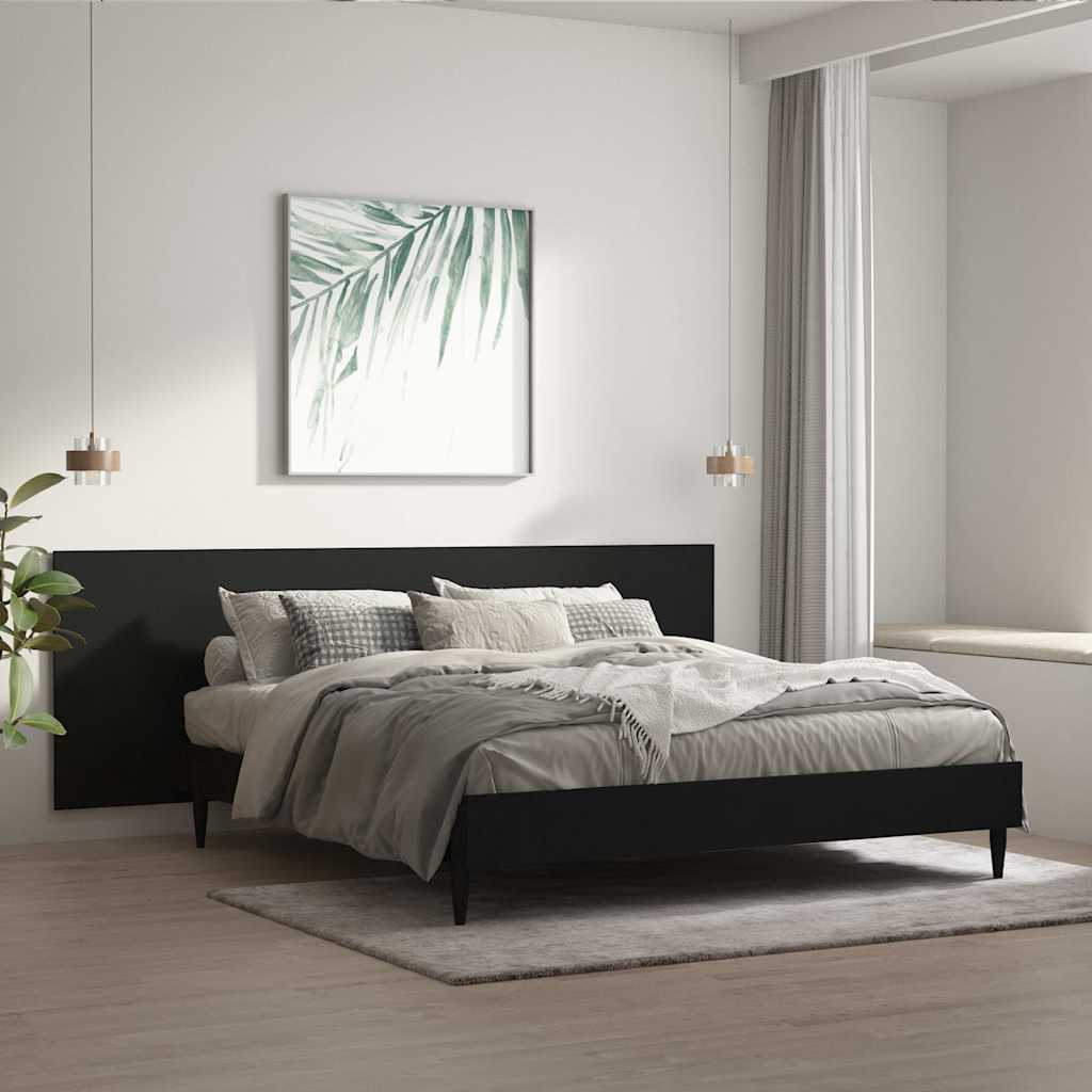 Veggmontert sengegavl svart 240x1,5x80 cm konstruert tre