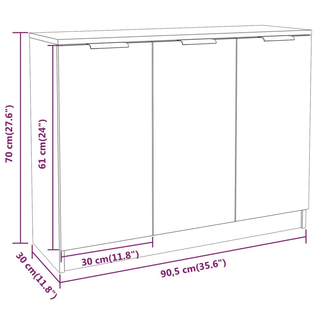 Skjenk betonggrå 90,5x30x70 cm konstruert tre