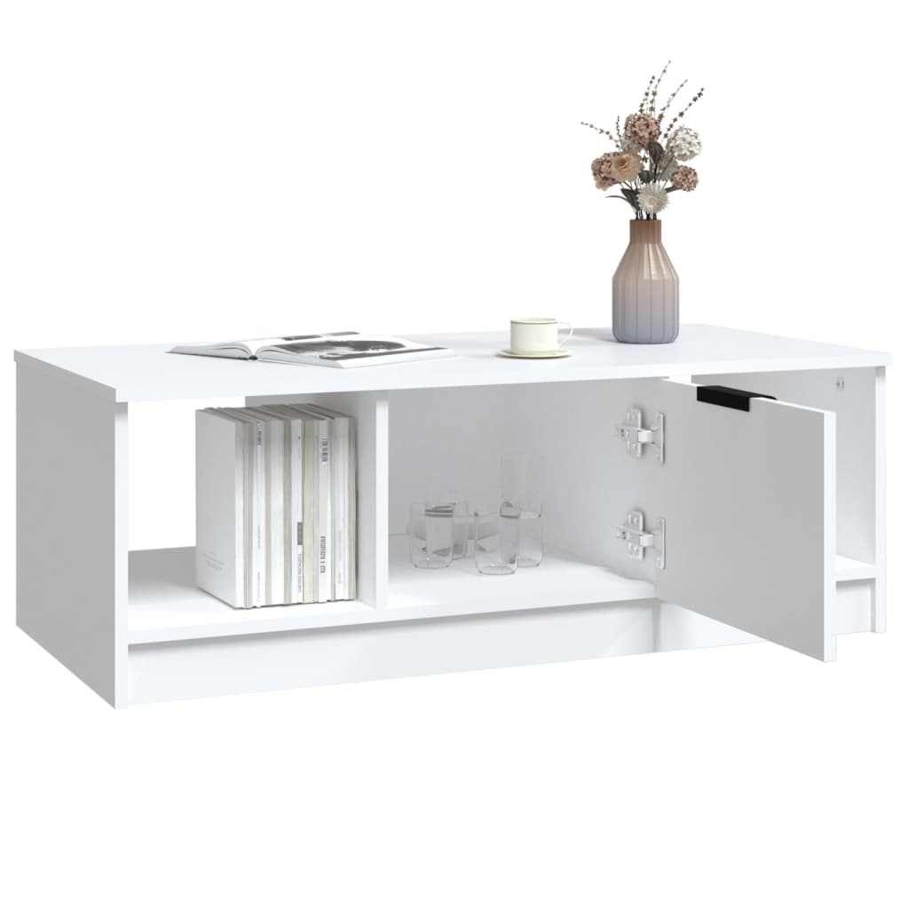 Salongbord hvit 102x50x36 cm konstruert tre