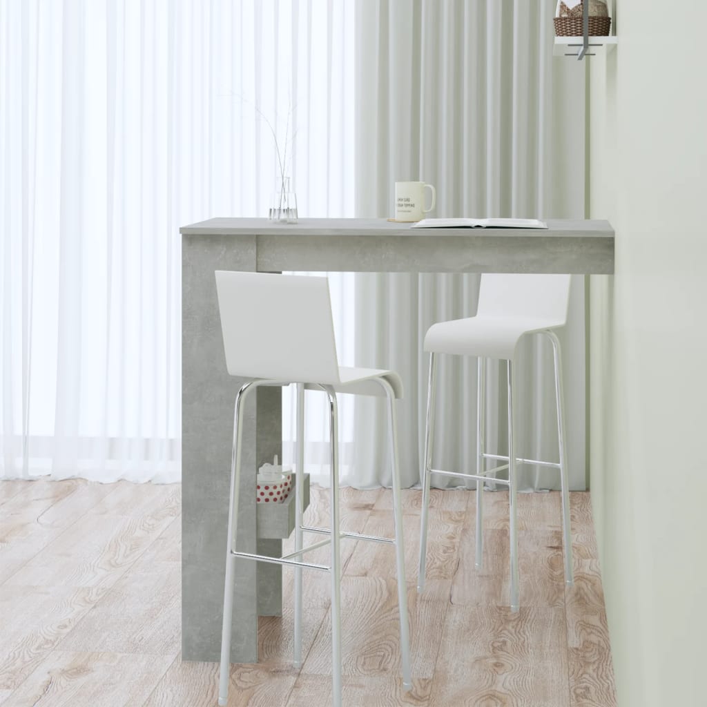 Veggmontert barbord betonggrå 102x45x103,5 cm konstruert tre