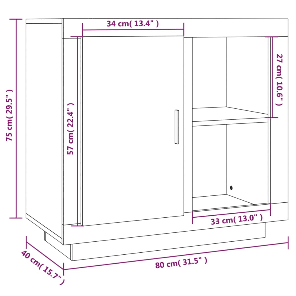 Skjenk sonoma eik 80x40x75 cm