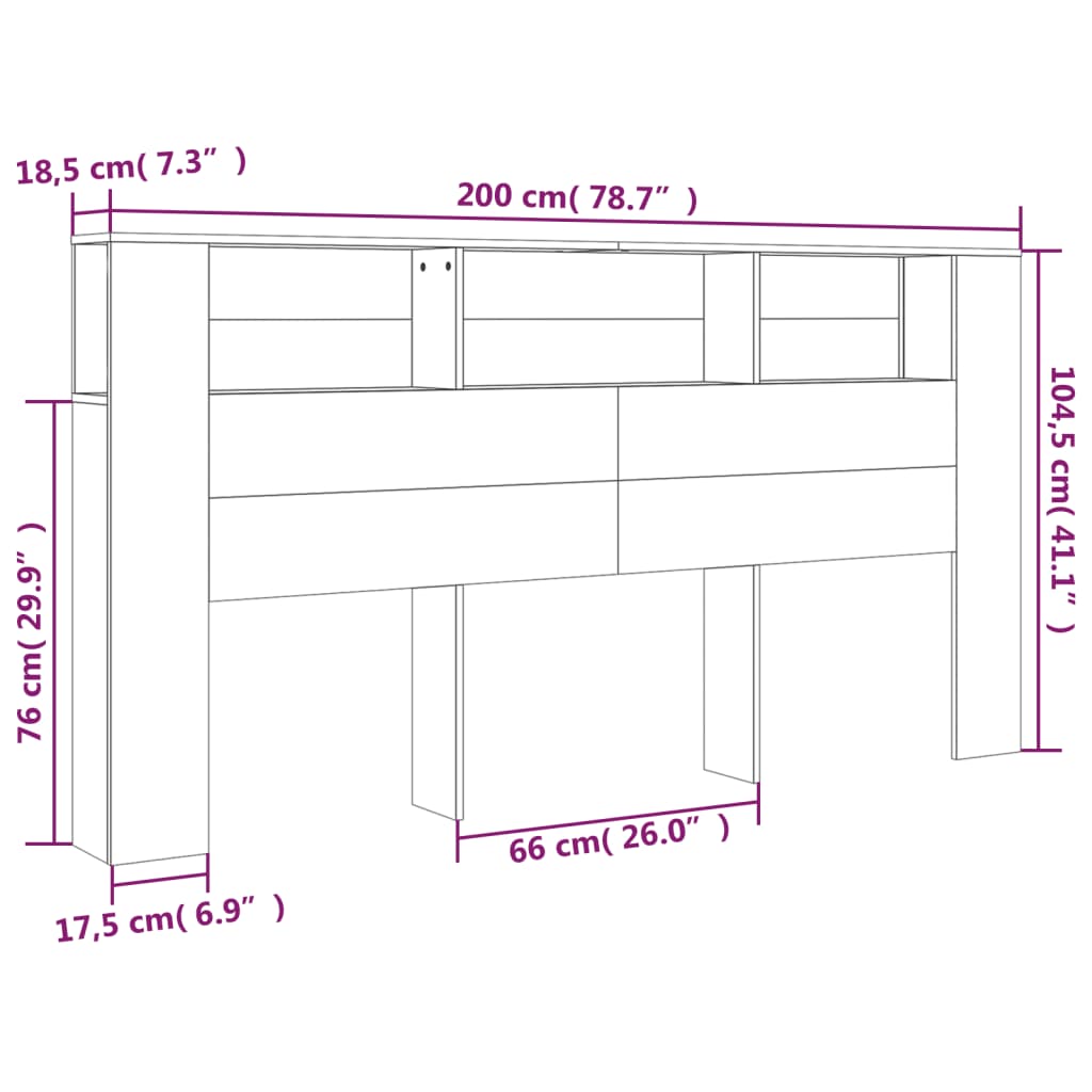 Sengegavlskap hvit 200x18,5x104,5 cm