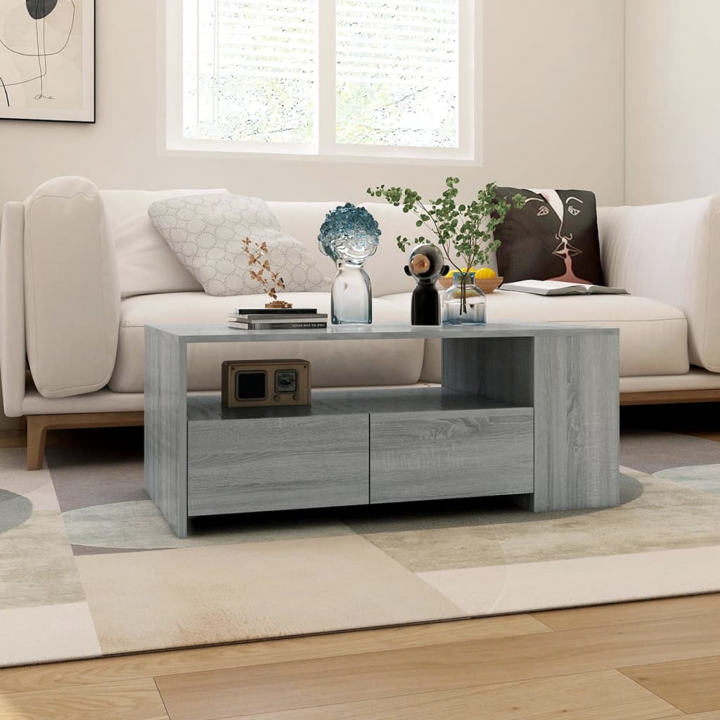 Salongbord grå sonoma 102x55x42 cm konstruert tre