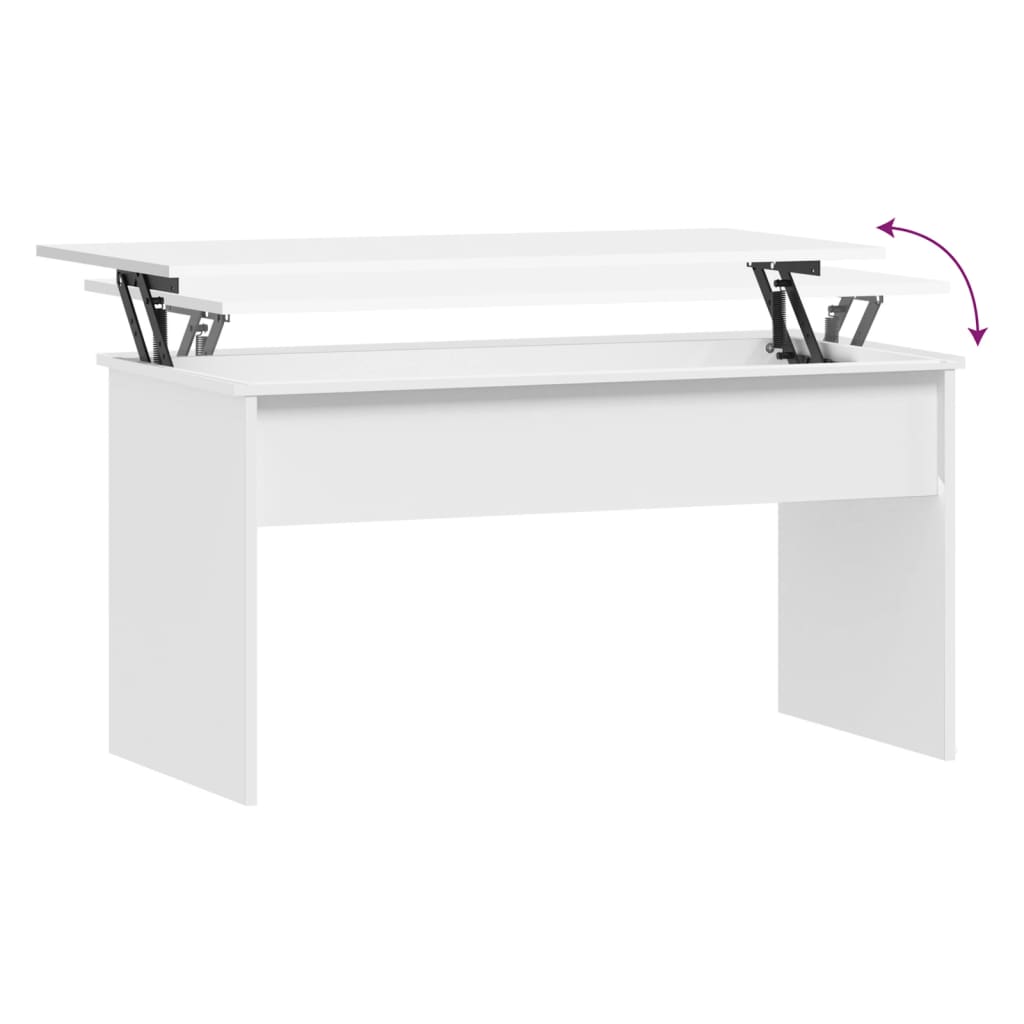 Salongbord hvit 102x50,5x52,5 cm konstruert tre