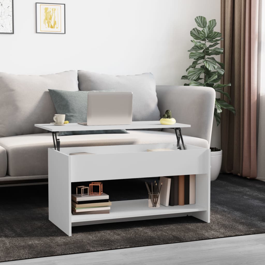 Salongbord hvit 102x50x52,5 cm konstruert tre