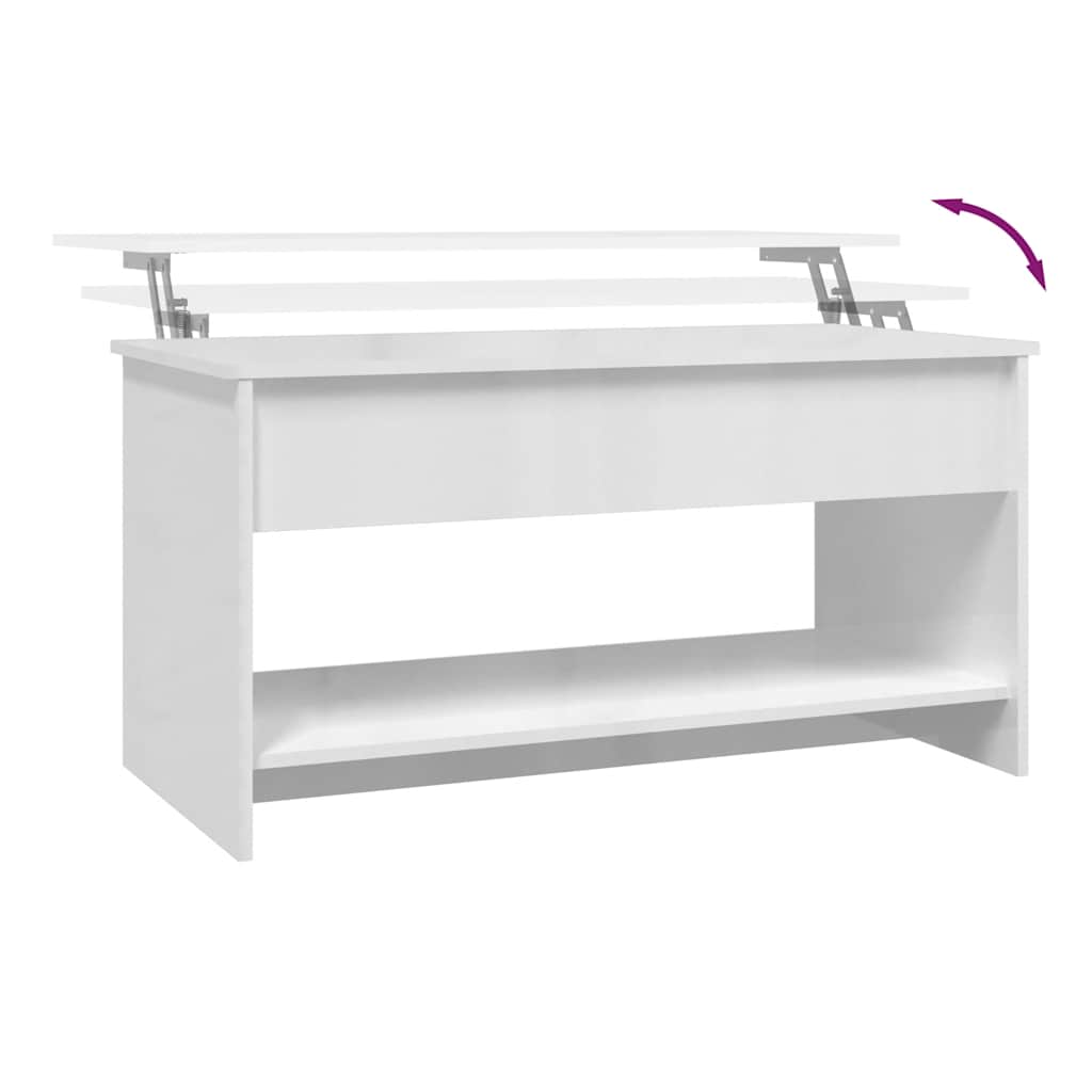 Salongbord høyglans hvit 102x50x52,5 cm konstruert tre