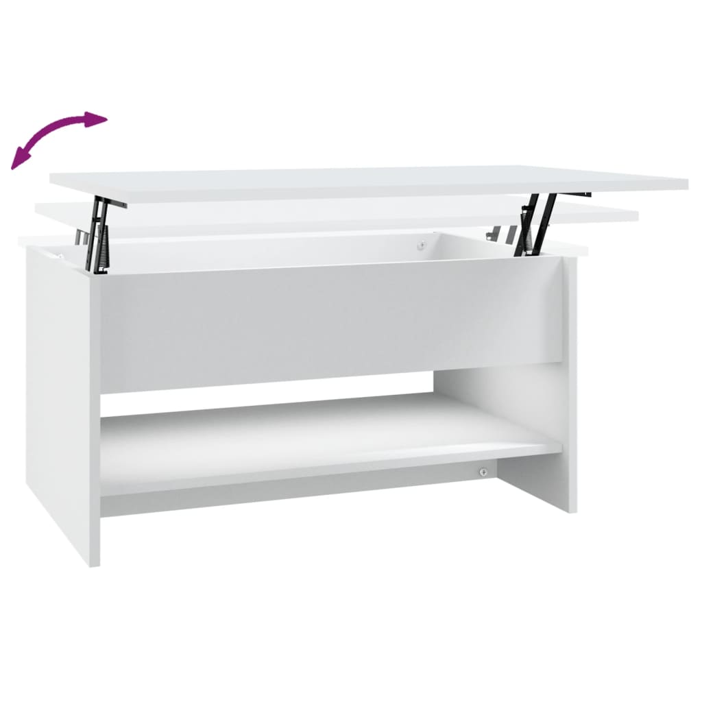 Salongbord hvit 80x50x40 cm konstruert tre
