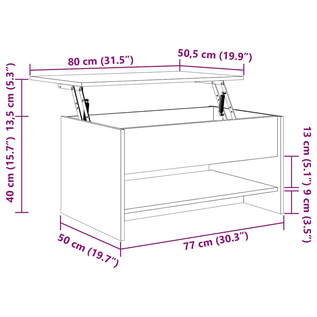 Salongbord svart 80x50x40 cm konstruert tre