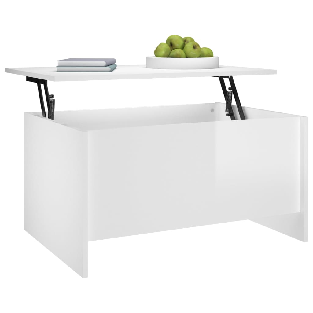 Salongbord høyglans hvit 80x55,5x41,5 cm konstruert tre