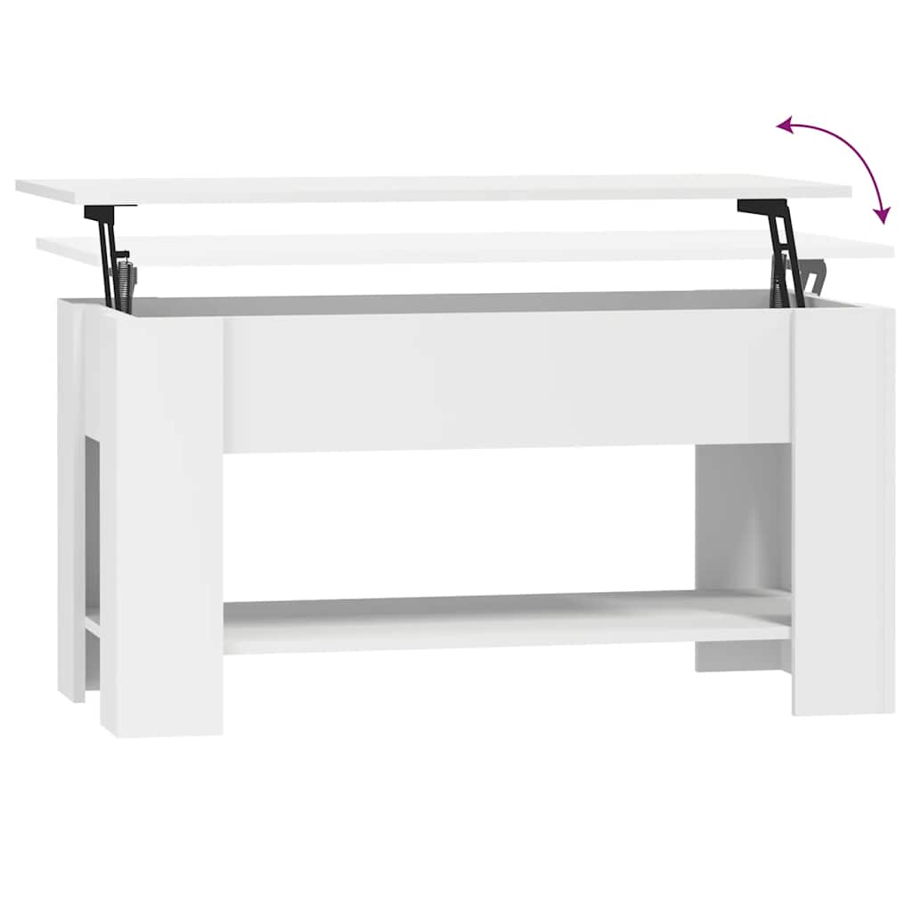 Salongbord hvit 101x49x52 cm konstruert tre