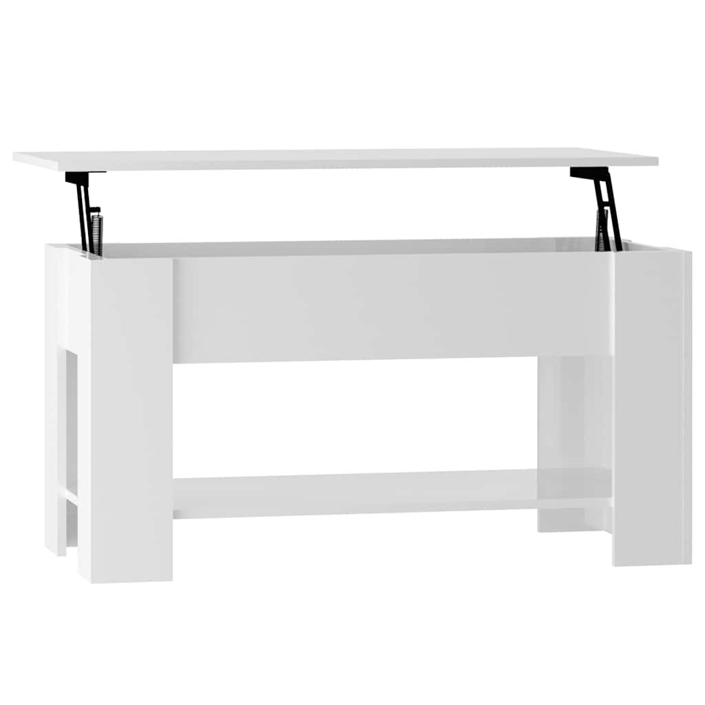Salongbord høyglans hvit 101x49x52 cm konstruert tre