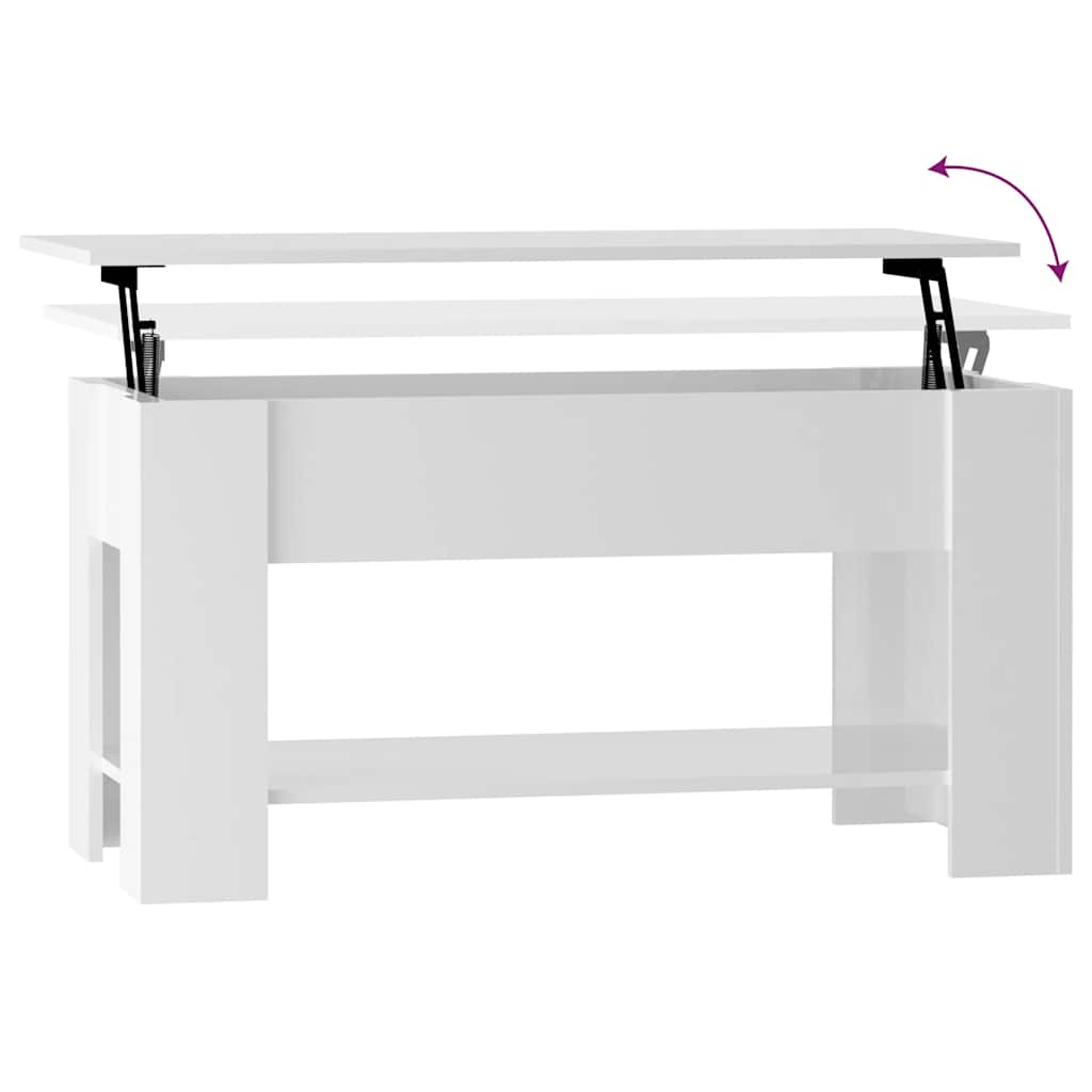 Salongbord høyglans hvit 101x49x52 cm konstruert tre