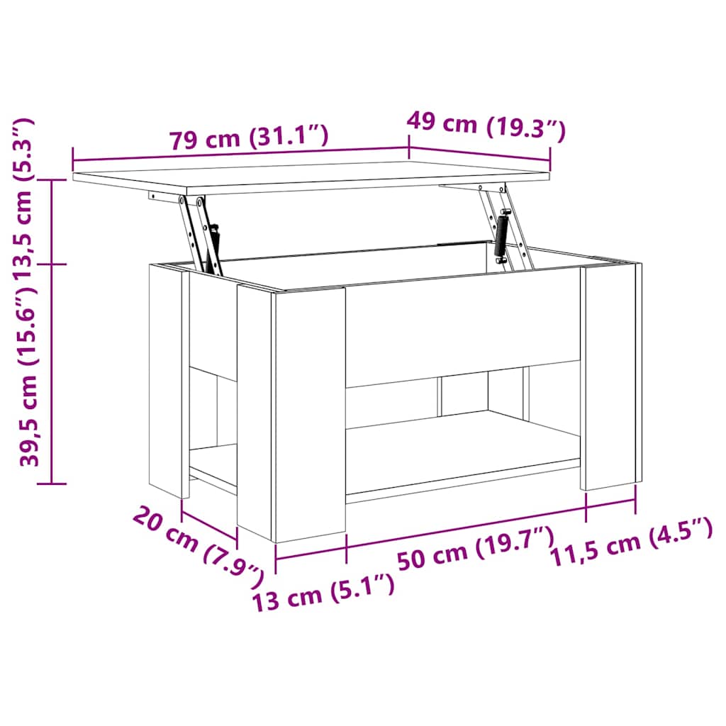 Salongbord svart 79x49x41 cm konstruert tre