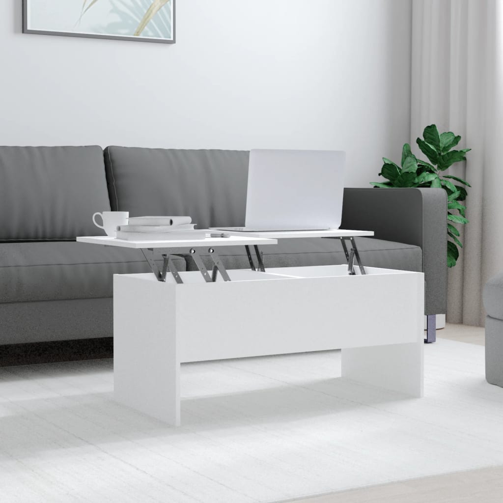 Salongbord hvit 102x50,5x46,5 cm konstruert tre