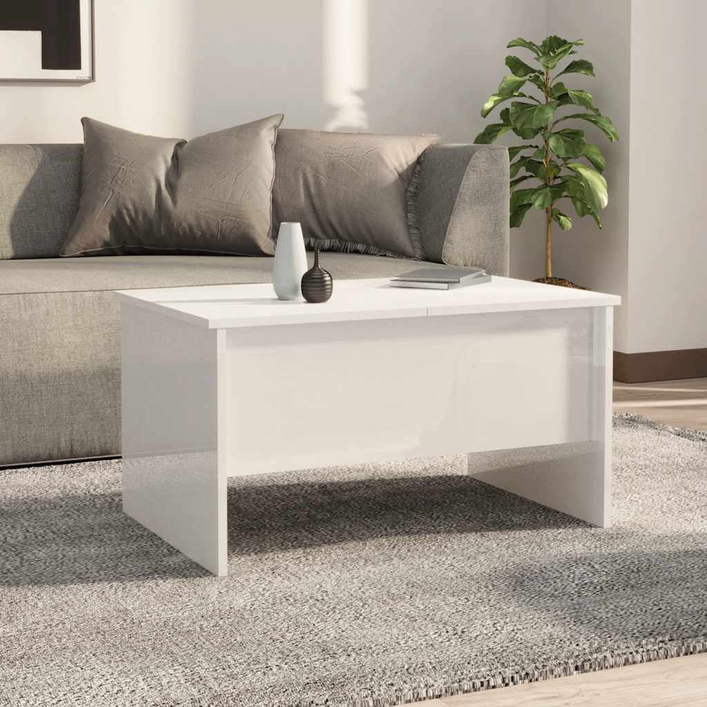Salongbord høyglans hvit 80x50x42,5 cm konstruert tre