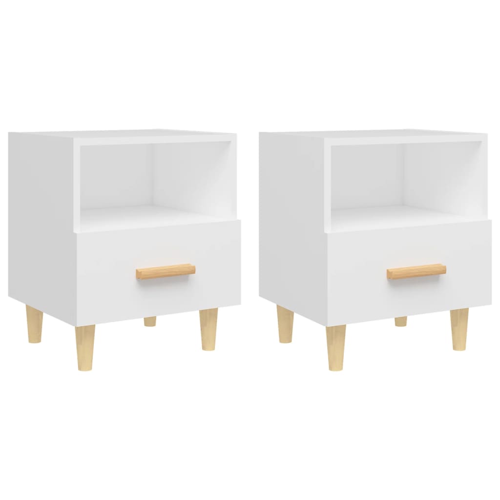 Nattbord 2 stk hvit 40x35x47 cm