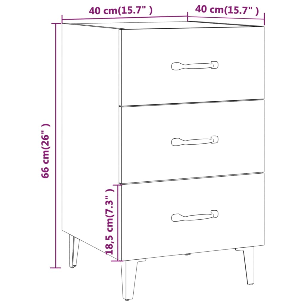 Nattbord sonoma eik 40x40x66 cm konstruert tre