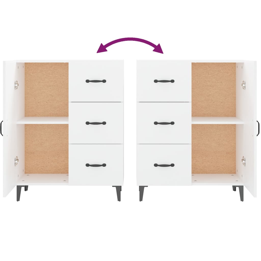 Skjenk hvit 69,5x34x90 cm konstruert tre