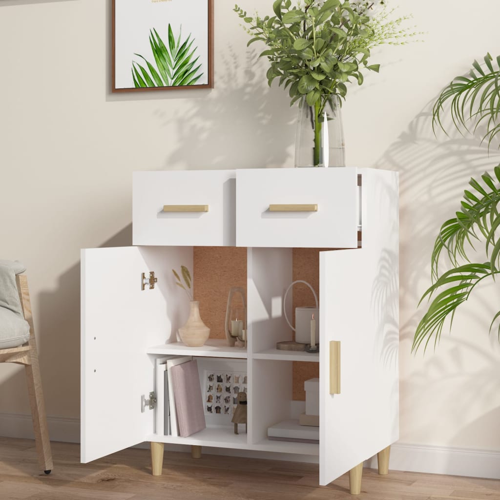 Skjenk hvit 69,5x34x89 cm konstruert tre