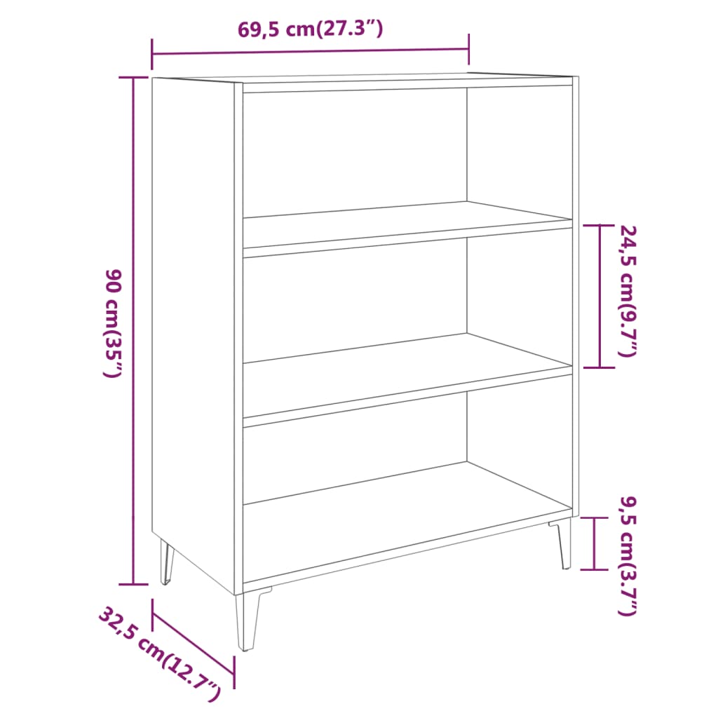 Skjenk betonggrå 69,5x32,5x90 cm konstruert tre