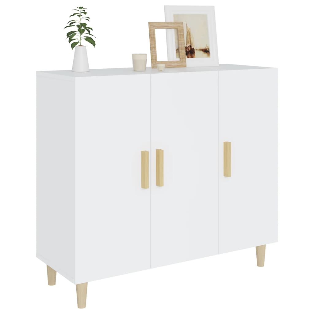 Skjenk hvit 90x34x80 cm konstruert tre