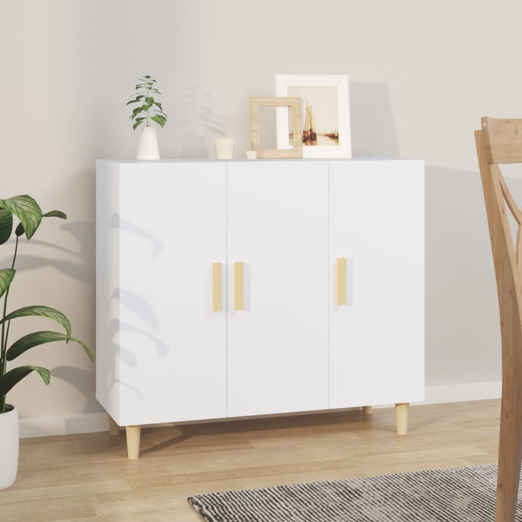 Skjenk hvit 90x34x80 cm konstruert tre