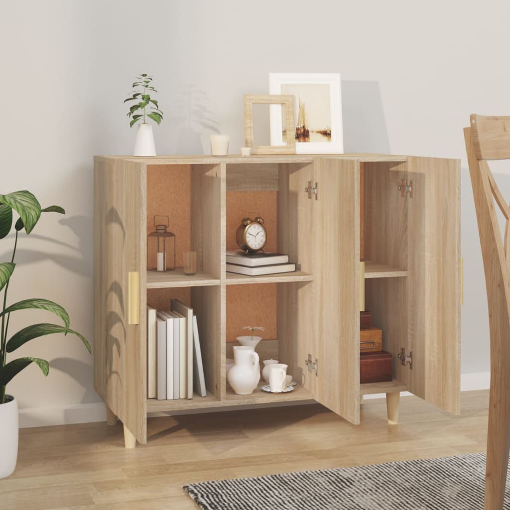 Skjenk sonoma eik 90x34x80 cm konstruert tre