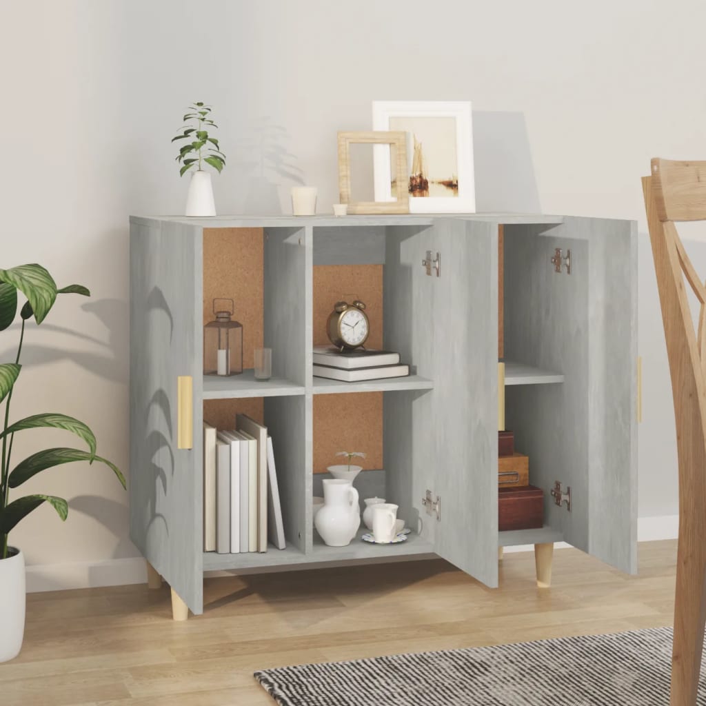 Skjenk betonggrå 90x34x80 cm konstruert tre vidaXL