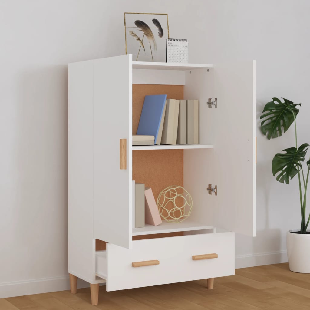 Highboard hvit 70x31x115 cm konstruert tre