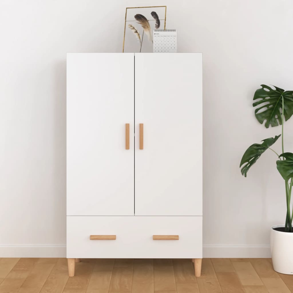 Highboard hvit 70x31x115 cm konstruert tre