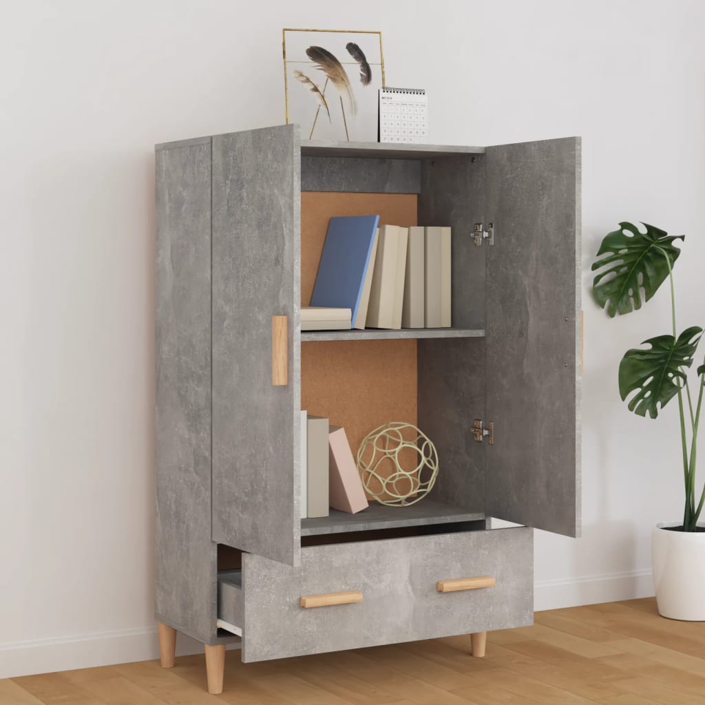 Highboard betonggrå 70x31x115 cm konstruert tre