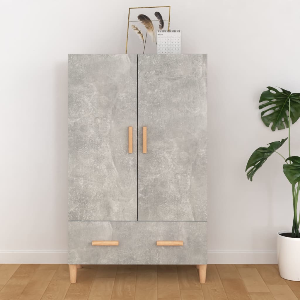 Highboard betonggrå 70x31x115 cm konstruert tre
