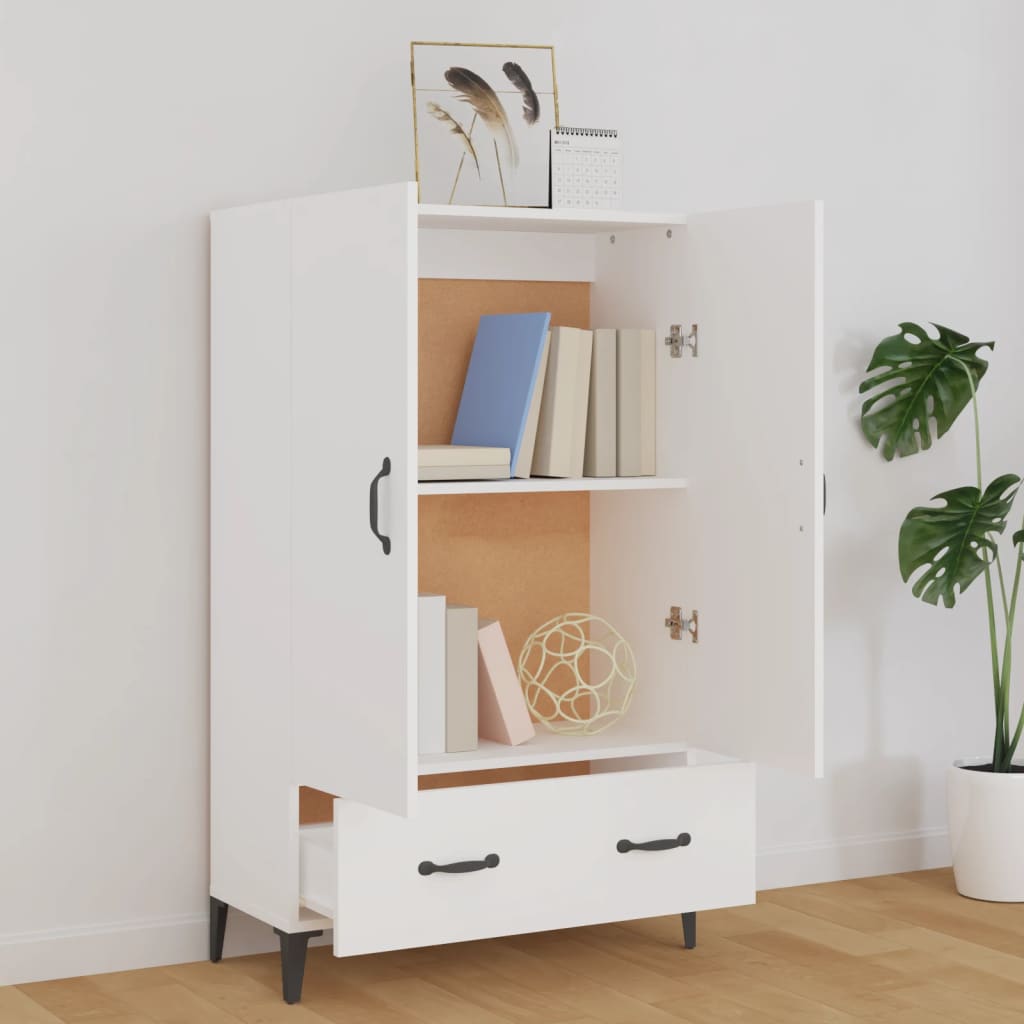 Highboard hvit 70x31x115 cm konstruert tre